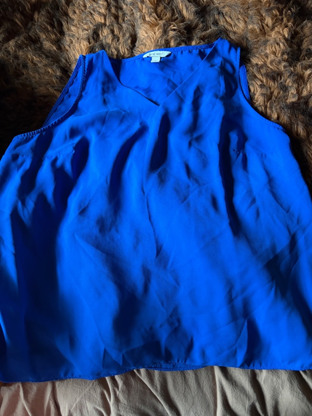 Nine West Royal Blue Sleeveless V-Neck Blouse - , Women Tops
